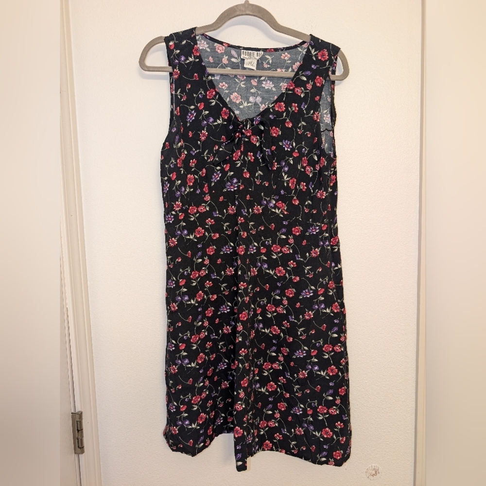 Vintage Robbie Bee Black Floral Midi Dress